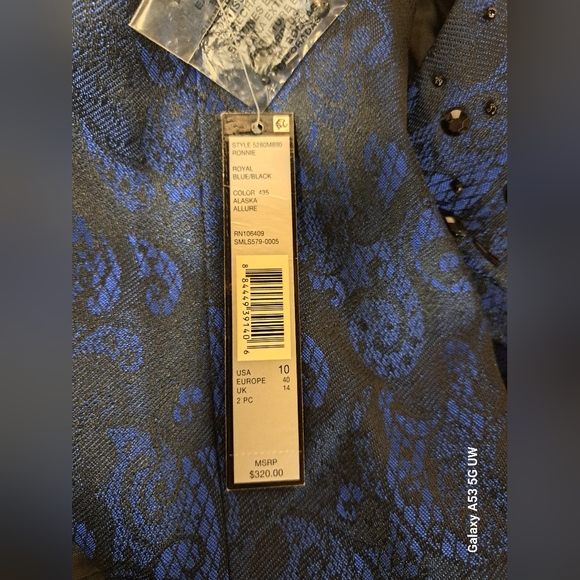 Tahari Arthur S. Levine Royal Blue/Black 2 PC Skirt Suit 10 Ronnie Style New - Picture 8 of 12